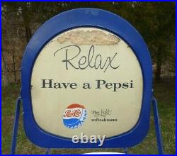 Vintage 1950's Pepsi Cola Metal Folding Chair Promotional Advertising Chair
