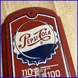 Vintage 1950's Pepsi Cola Soda Pop 27 Metal Thermometer Sign
