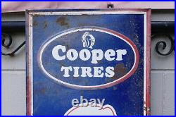 Vintage 1950s/1960s COOPER TIRES Vertical Embossed Metal Advertising Sign 69