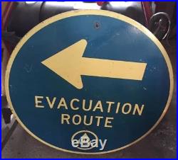 Vintage 1950s Civil Defense Evacuation Route 18 Round Metal Sign