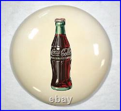 Vintage 1950s Coca Cola COKE 24 White Button Sign Bottle Enamel Metal #2