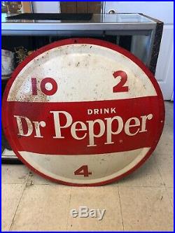 Vintage 1950s Dr Pepper Soda Pop Bottle Cap Metal Sign 10 2 4 Original RARE