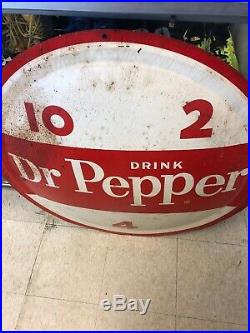 Vintage 1950s Dr Pepper Soda Pop Bottle Cap Metal Sign 10 2 4 Original RARE