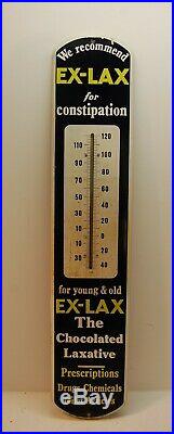 Vintage 1950s EX-LAX Drug Store 39 Metal Thermometer Advertising Sign Works