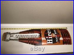 Vintage 1950s HIRES Root Beer 29 Metal Thermometer Gas Station Advertising Sign