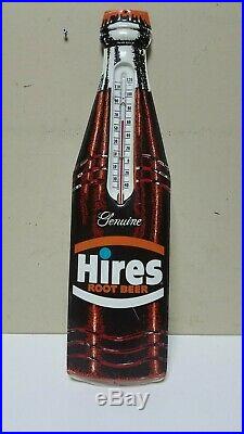Vintage 1950s Hires Root Beer Bottle Thermometer Metal