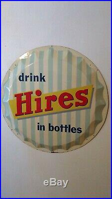 Vintage 1950s Hires Root Beer Metal Bottle Cap Sign
