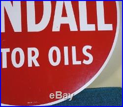 Vintage 1950s Kendall Oil Double Sided Heavy Metal Sign