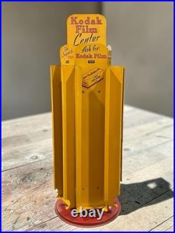 Vintage 1950s Kodak Film Center Metal Countertop Rotating Display Rack Sign 21