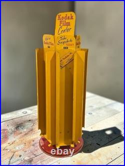 Vintage 1950s Kodak Film Center Metal Countertop Rotating Display Rack Sign 21