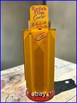 Vintage 1950s Kodak Film Center Metal Countertop Rotating Display Rack Sign 21