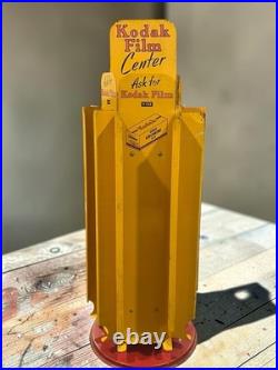 Vintage 1950s Kodak Film Center Metal Countertop Rotating Display Rack Sign 21