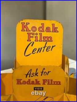 Vintage 1950s Kodak Film Center Metal Countertop Rotating Display Rack Sign 21