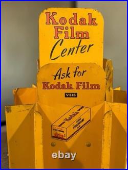 Vintage 1950s Kodak Film Center Metal Countertop Rotating Display Rack Sign 21