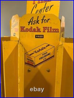 Vintage 1950s Kodak Film Center Metal Countertop Rotating Display Rack Sign 21