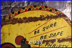 Vintage 1950s Large Nutrena Chicken Feed Embossed Metal Advertising Sign