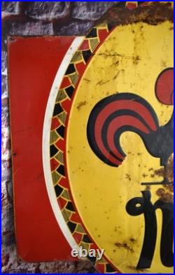 Vintage 1950s Large Nutrena Chicken Feed Embossed Metal Advertising Sign Vintage 1950s Large Nutrena Chicken Feed Embossed Metal Advertising Sign