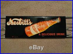 Vintage 1950s Nesbitt's Orange Soda Pop 30 Metal Door Push Bar Sign Gas Oil Air