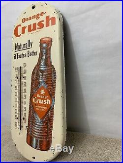 Vintage 1950s Orange Crush Soda Pop Advertising Thermometer Metal Gas Sign B925A