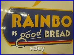 Vintage 1950s Rainbo Bread Sign Door Push Bar Heavy Duty Metal 621-X