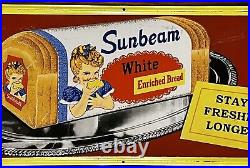 Vintage 1950s Sunbeam Bread Metal Sign 29 1/2 Bright Great Colors & Condition