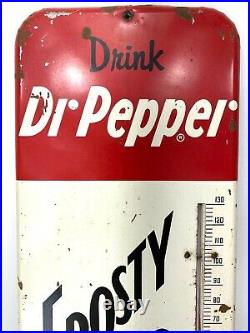 Vintage 1951 Dr Pepper Metal Sign Frosty Thermometer Working 25 DONASCO