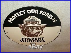 Vintage 1951 Smokey The Bear Wild Fire Prevention 12 Metal Forest Gas Oil Sign