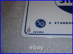 Vintage 1951 Standard White Crown Gasoline Porcelain Metal Oil Sign / Pump Plate