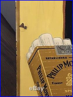 Vintage 1952 Philip Morris Cigarettes Tobacco Gas Oil 46 Embossed Metal Sign