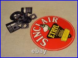 Vintage 1952 Sinclair Ethyl Gasoline Dino Porcelain Skull Cross Bones Metal Sign