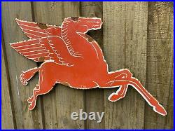 Vintage 1953 Mobil Pegasus Porcelain Metal Sign Oil & Gas Station Flying Horse