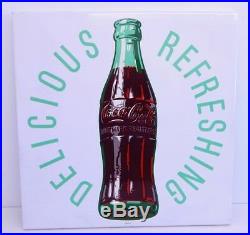 Vintage 1954 Coca Cola Delicious Refreshing Metal Sign Coke 24 x 24 Near Mint