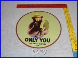 Vintage 1954 Smokey The Bear Forest Fire Prevention Porcelain Metal Gas Oil Sign