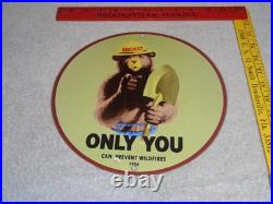 Vintage 1954 Smokey The Bear Forest Fire Prevention Porcelain Metal Gas Oil Sign