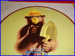 Vintage 1954 Smokey The Bear Forest Fire Prevention Porcelain Metal Gas Oil Sign