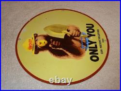 Vintage 1954 Smokey The Bear Forest Fire Prevention Porcelain Metal Gas Oil Sign