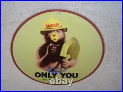 Vintage 1954 Smokey The Bear Forest Fire Prevention Porcelain Metal Gas Oil Sign