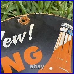 Vintage 1955 Orange Crush Bottle Porcelain Metal Soda Advertising Gas Oil Sign