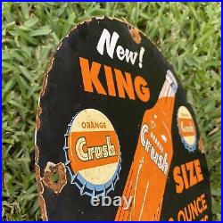 Vintage 1955 Orange Crush Bottle Porcelain Metal Soda Advertising Gas Oil Sign