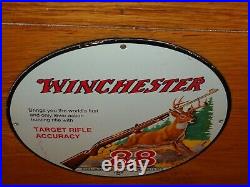 Vintage 1955 Winchester Model 88 Deer Hunting Rifle 12 Porcelain Metal Gun Sign
