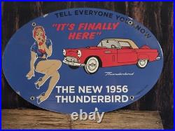 Vintage 1956 Thunderbird Porcelain Dealership Metal Sign 16.5 X 11