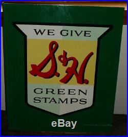 Vintage 1958 S&H Green Stamps Flanged Metal Sign