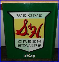 Vintage 1958 S&H Green Stamps Flanged Metal Sign