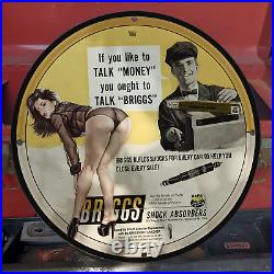 Vintage 1959 Briggs Adjustable Shock Absorbers Porcelain Gas & Oil Metal Sign