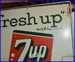 Vintage 1959 FRESH UP WITH 7 UP Metal Advertising Sign With Stand
