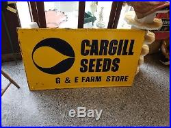 Vintage 1960's Cargill Seed Corn Farm 48'' Embossed Metal Sign