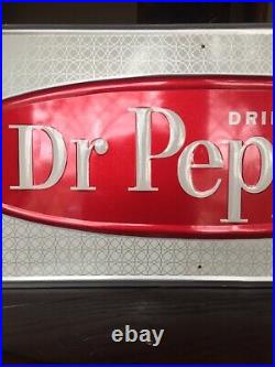 Vintage 1960's Dr Pepper Soda Pop 32 Embossed Metal Sign Excellent condition