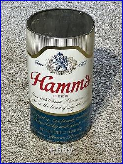 Vintage 1960's Hamm's Beer Bar Tavern Trash Garbage Can 20 Gas Oil Metal Sign