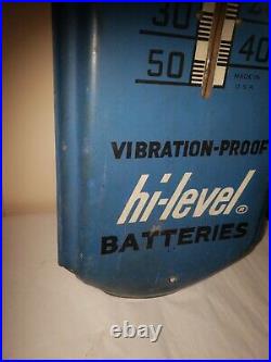Vintage 1960's Prestolite Hi-level Batteries/ Thermometer Advertising Sign Metal