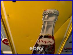 Vintage 1960's Say Pepsi please advertising metal sign